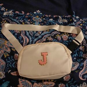 Chenille Letter Belt Bag With Adjustable Strap